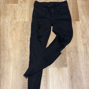 American eagle distressed dark black jeans
